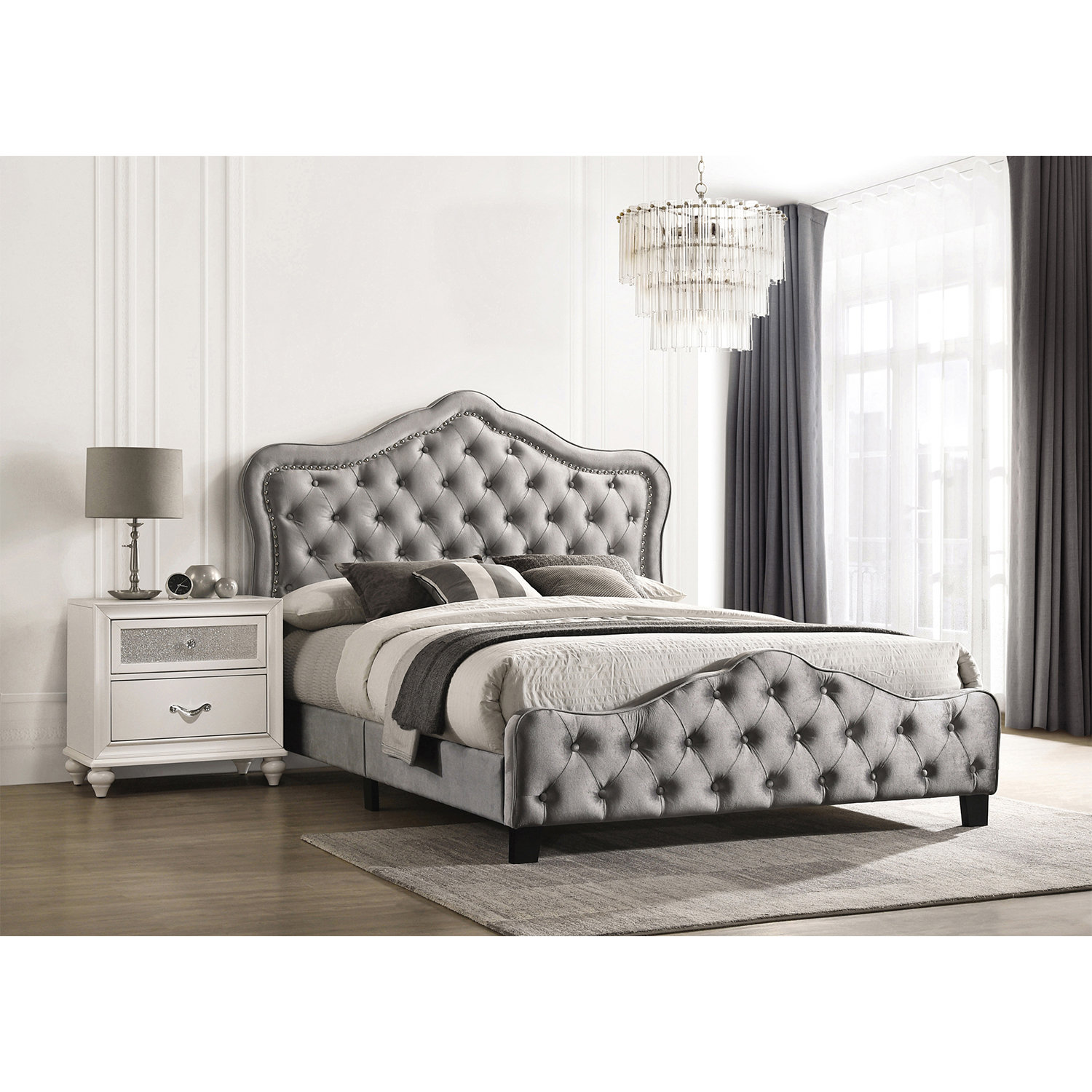 Parocela tufted upholstered platform bed sales